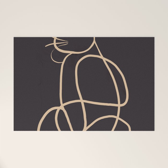 Abstract Line Art Cat Welcome Mat Gallery Image 1
