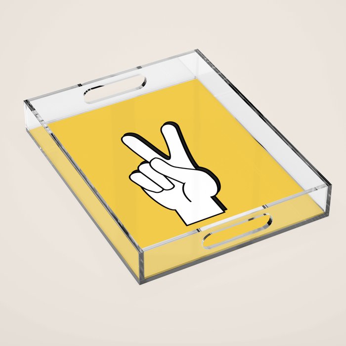 Peace Sign yellow Acrylic Tray Gallery Image 1