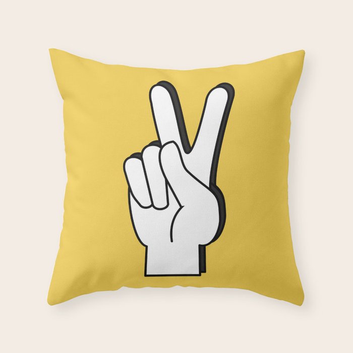 Peace Sign yellow Throw Pillow Gallery Image 6