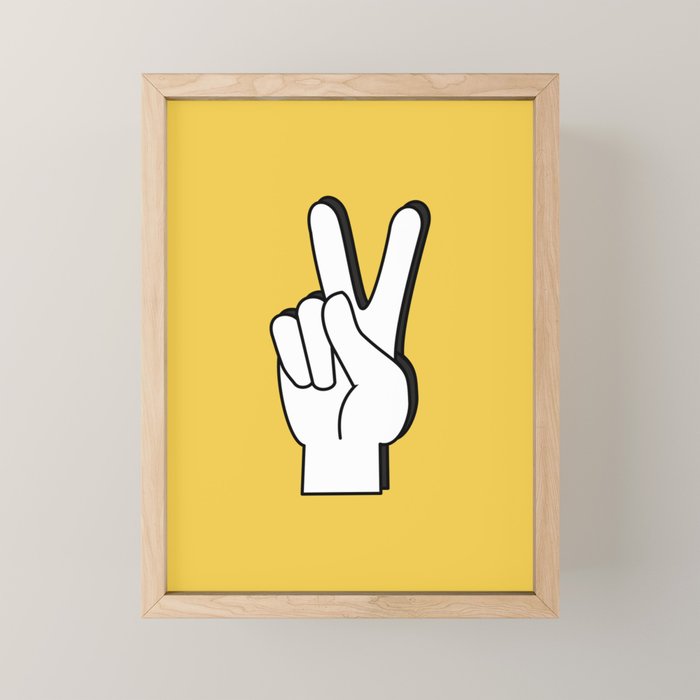 Peace Sign yellow Mini Art Print Gallery Image 1