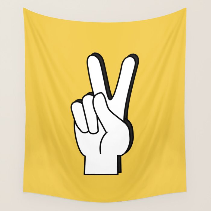Peace Sign yellow Wall Tapestry Gallery Image 4