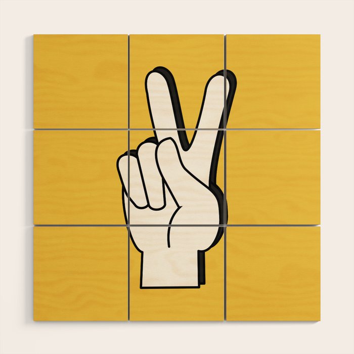 Peace Sign yellow Wood Wall Art Gallery Image 1