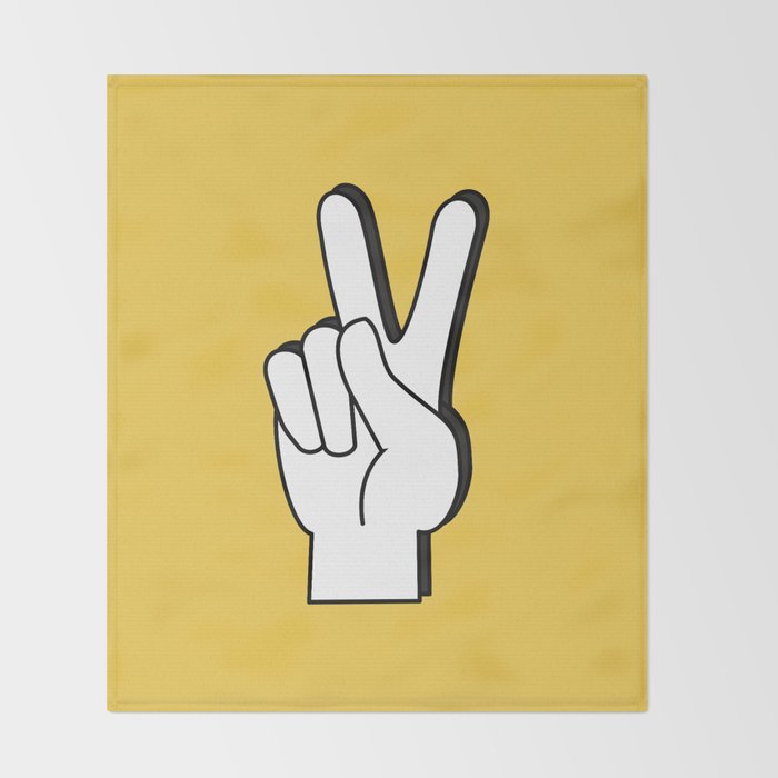 Peace Sign yellow Throw Blanket Gallery Image 2