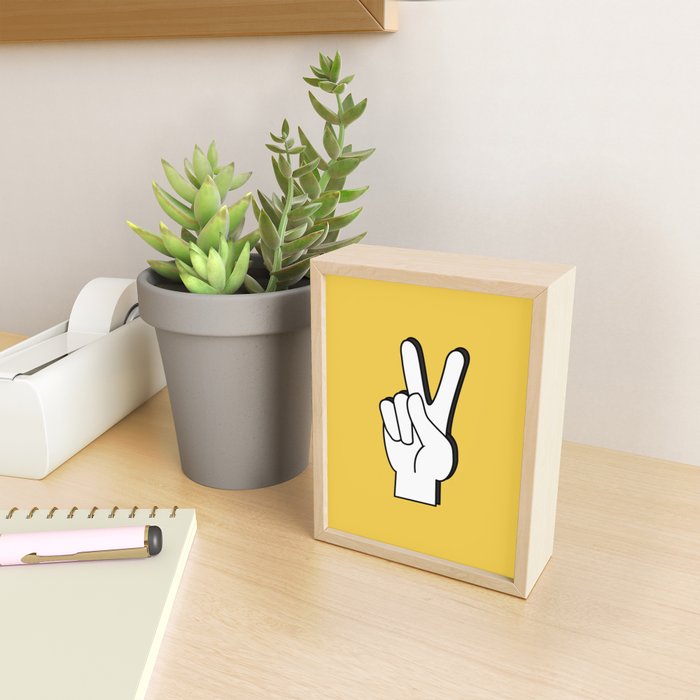 Peace Sign yellow Mini Art Print Gallery Image 2