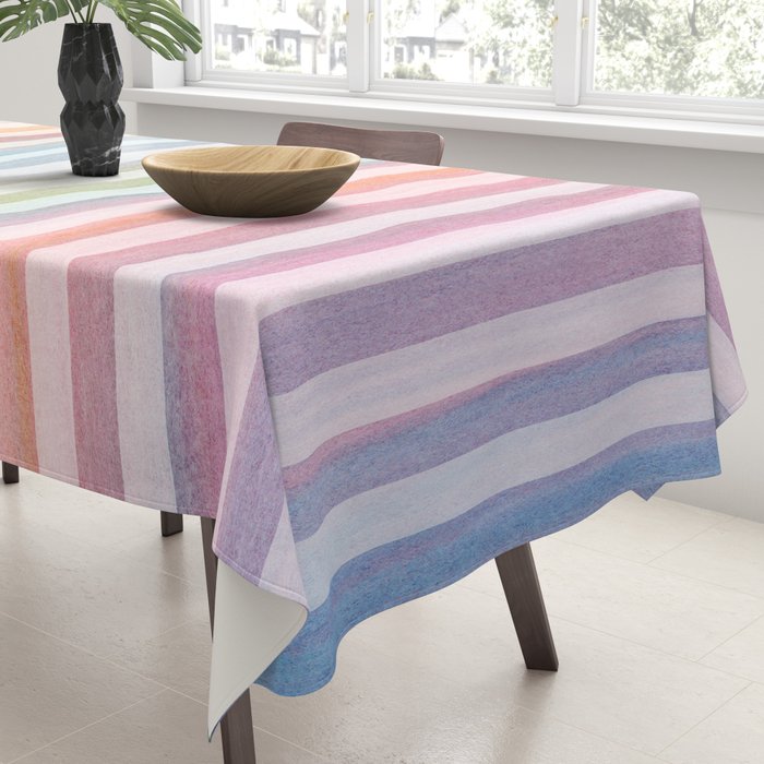Colorful Soft Stripes Pattern Tablecloth Gallery Image 3