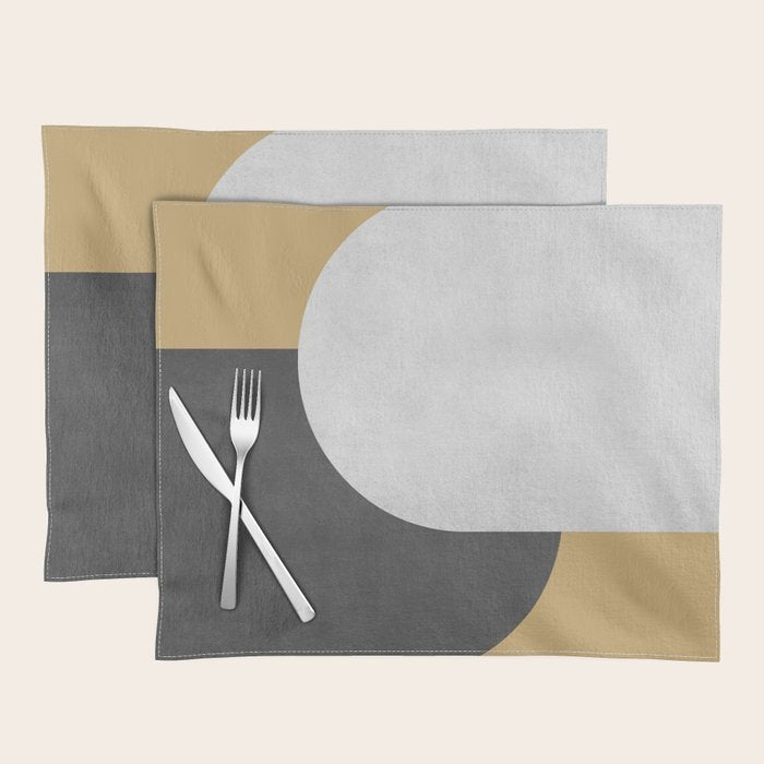 Halfmoon Colorblock - Gold Charcoal Placemat Gallery Image 1