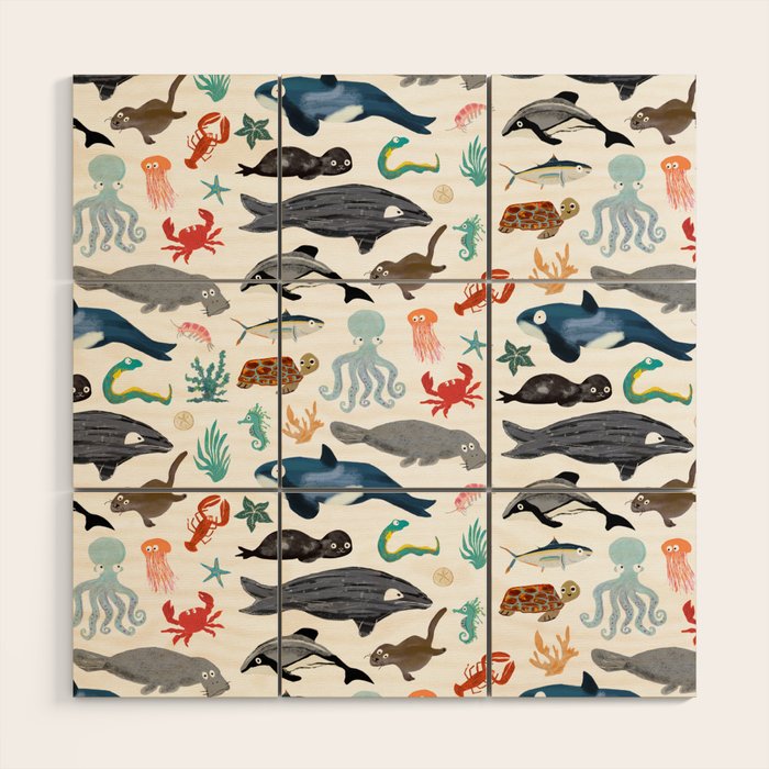 Sea Change: Ocean Animals Wood Wall Art Gallery Image 1