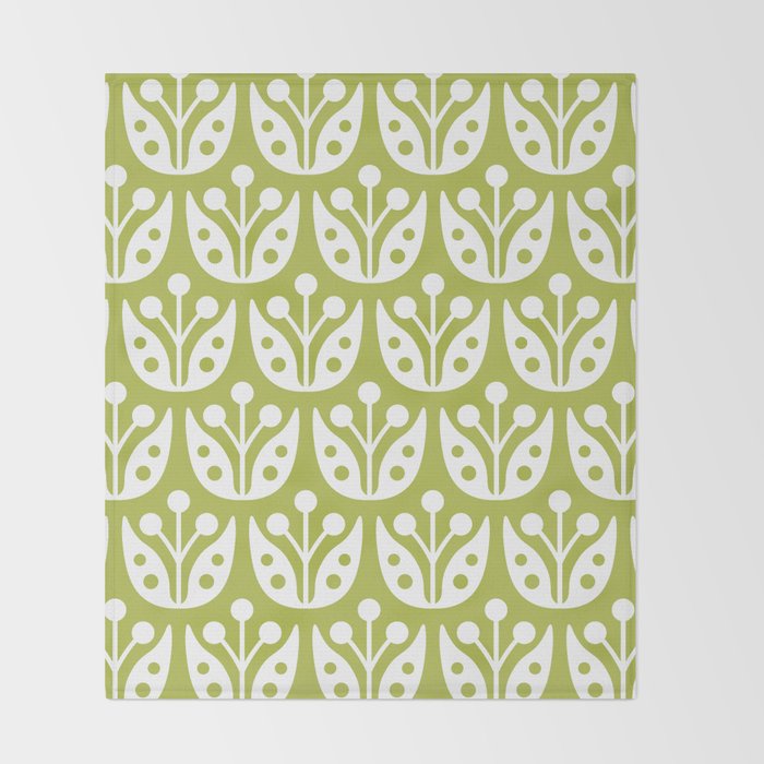 Mid Century Flower Pattern 5 Throw Blanket Gallery Image 2