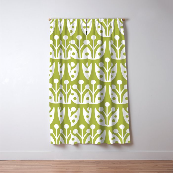 Mid Century Flower Pattern 5 Window Curtain Gallery Image 3