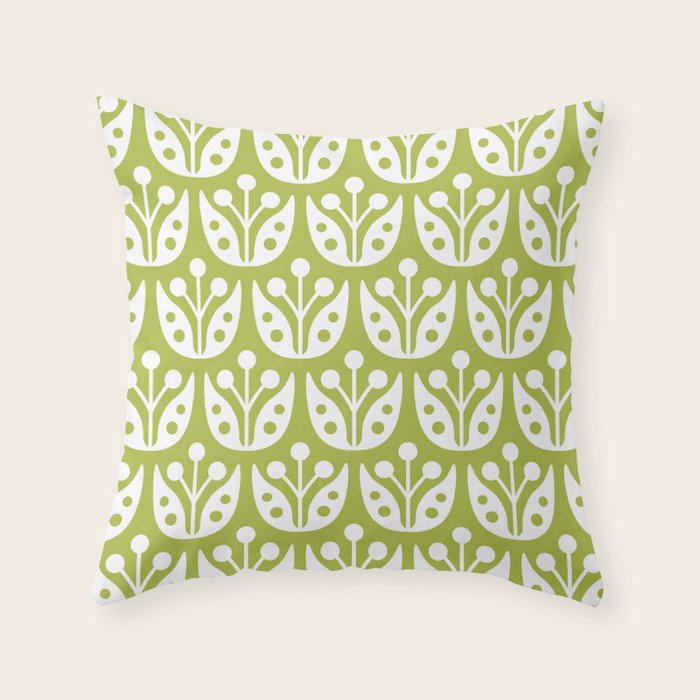 Mid Century Flower Pattern 5 Throw Pillow Gallery Image 1