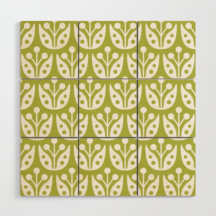 Mid Century Flower Pattern 5 Wood Wall Art Gallery Image 1