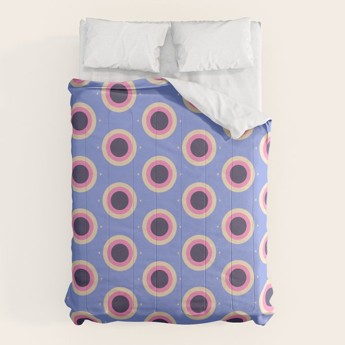 Geometric Mid century Modern blue abstract Comforter Gallery Image 6