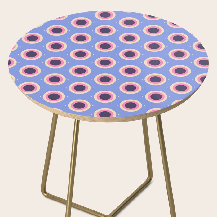 Geometric Mid century Modern blue abstract Side Table Gallery Image 2