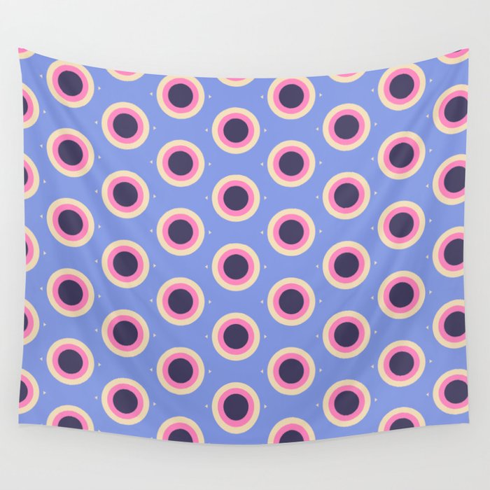 Geometric Mid century Modern blue abstract Wall Tapestry Gallery Image 4