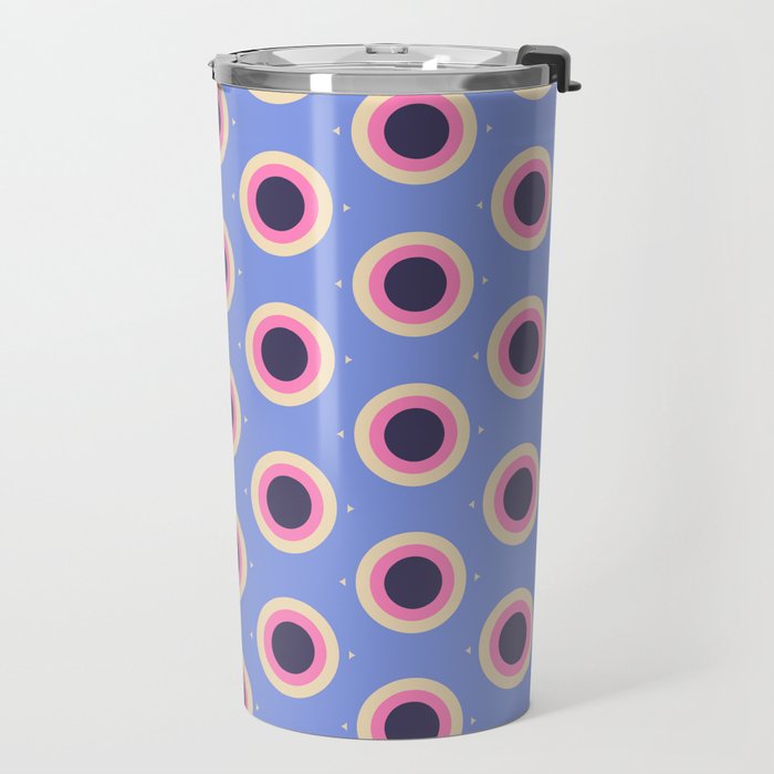 Geometric Mid century Modern blue abstract Travel Mug Gallery Image 2