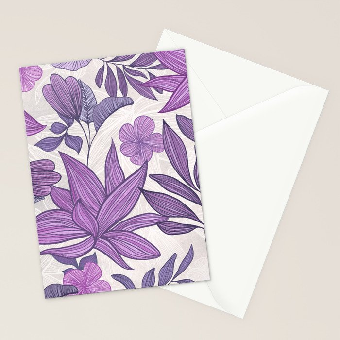 Moody Vintage-style Floral - Purple Stationery Card Gallery Image 2