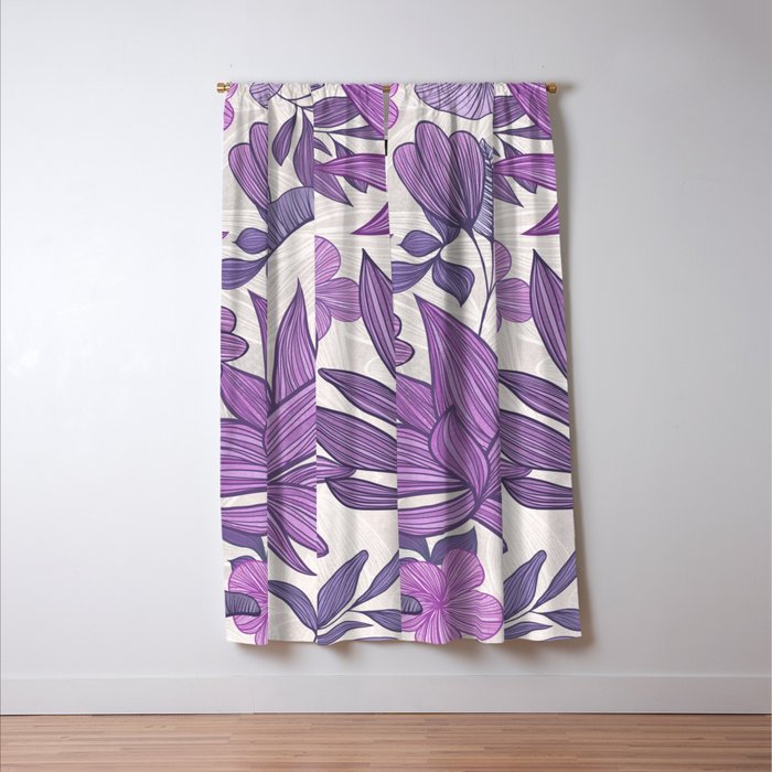 Moody Vintage-style Floral - Purple Window Curtain Gallery Image 3