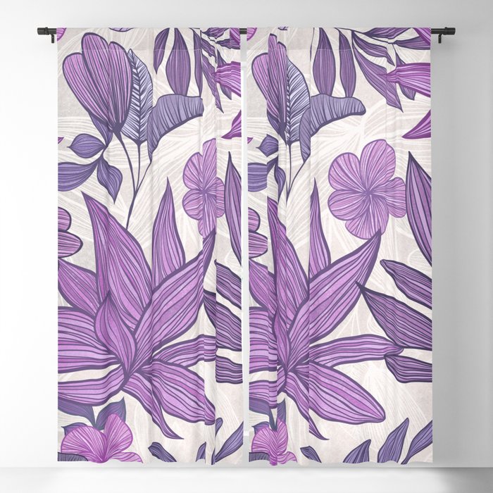 Moody Vintage-style Floral - Purple Window Curtain Gallery Image 1