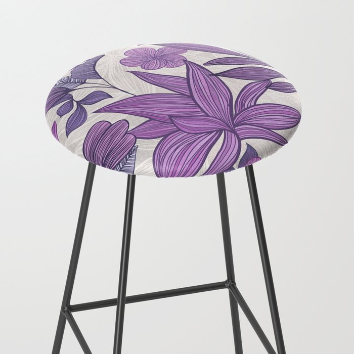 Moody Vintage-style Floral - Purple Stool Gallery Image 2