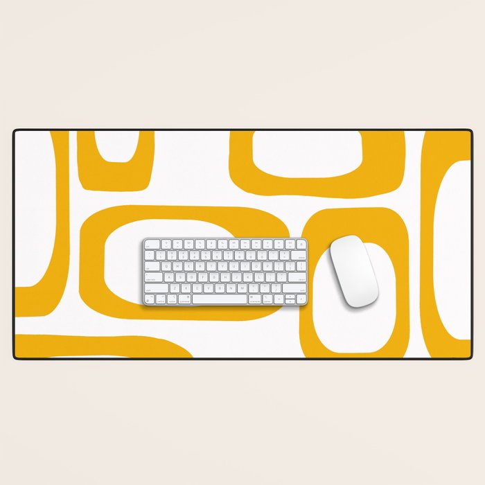 Mid Century Modern Shapes Mustard Desk Mat Gallery Image 1