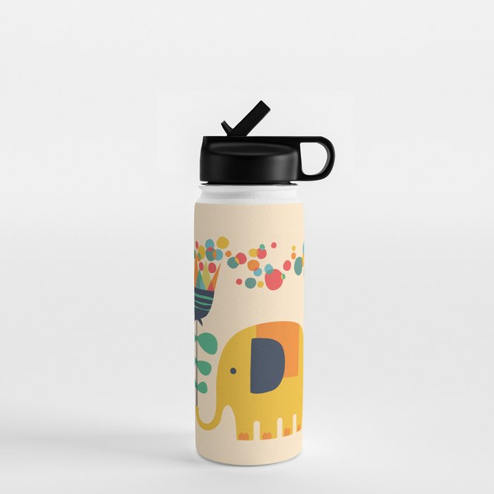 Elephant with giant flower Water Bottle Gallery Image 1