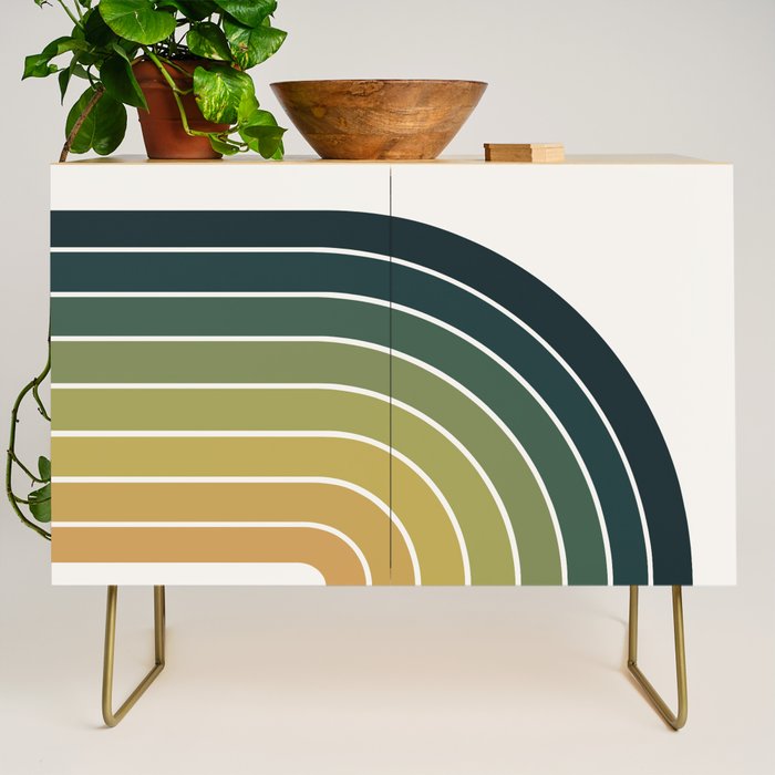 Gradient Arch XXVI Green Tones Mid Century Modern Rainbow Credenza Gallery Image 1