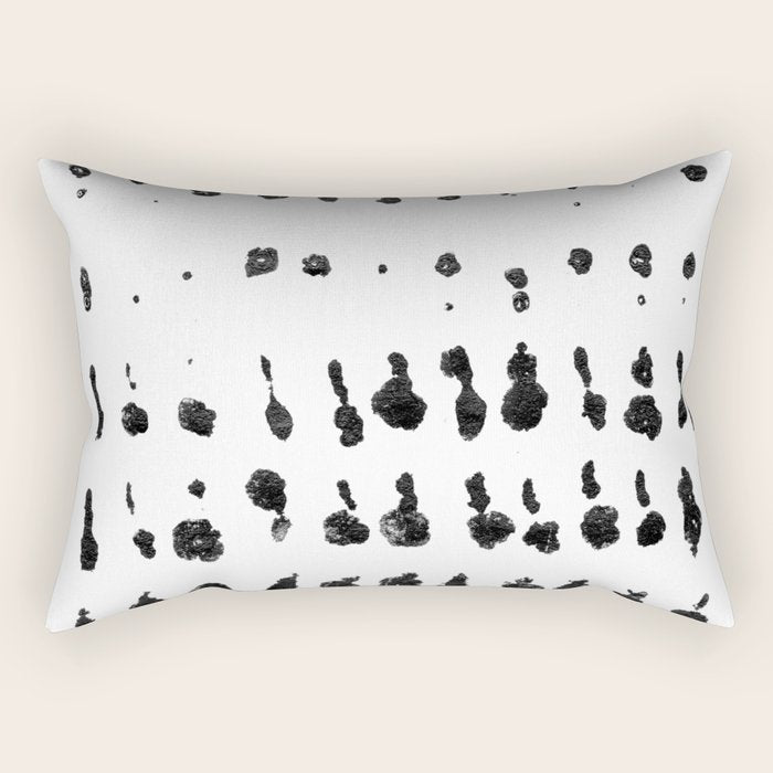 Medium Dots Pattern Black and White Distressed Texture Abstract Rectangular Pillow Gallery Image 1