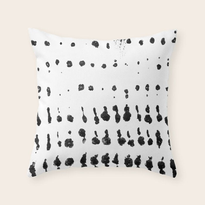 Medium Dots Pattern Black and White Distressed Texture Abstract Throw Pillow Gallery Image 1