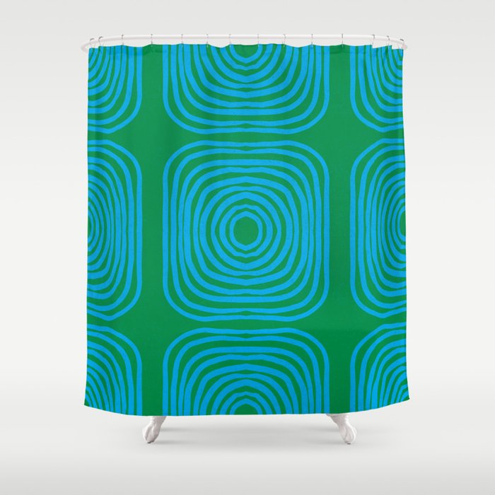 LISBOA, bright green & blue Shower Curtain Gallery Image 1