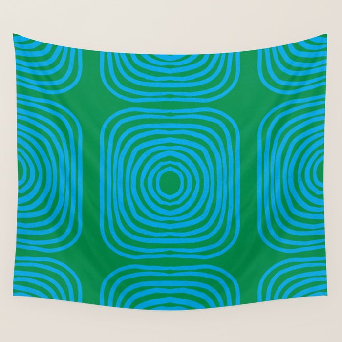 LISBOA, bright green & blue Wall Tapestry Gallery Image 1