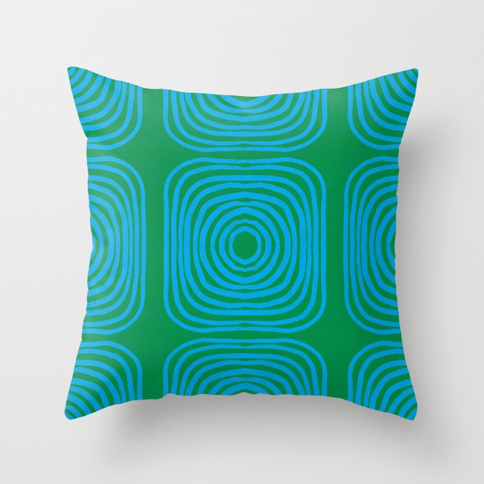 LISBOA, bright green & blue Throw Pillow Gallery Image 1
