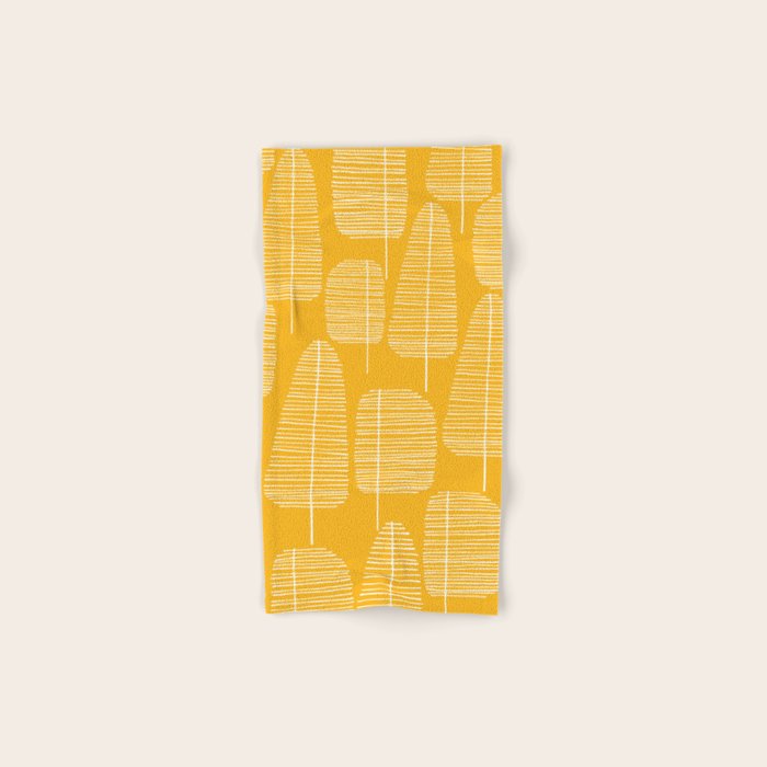 Mid Century Modern Forest Yellow Bath Towel Gallery Image 1