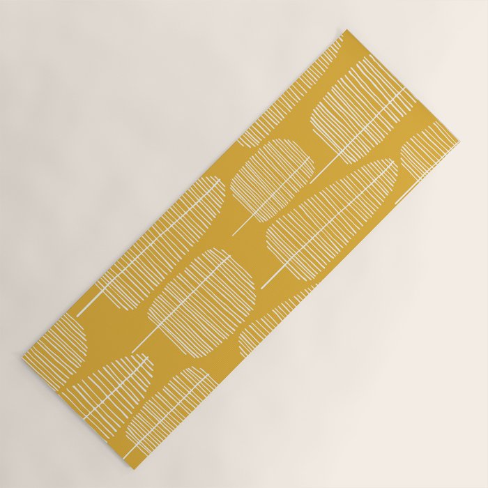 Mid Century Modern Forest Yellow Yoga Mat Gallery Image 1
