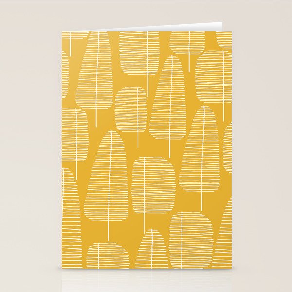 Mid Century Modern Forest Yellow Stationery Card Gallery Image 2