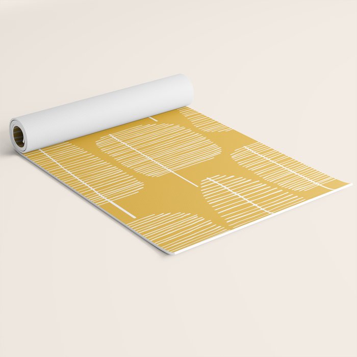 Mid Century Modern Forest Yellow Yoga Mat Gallery Image 2