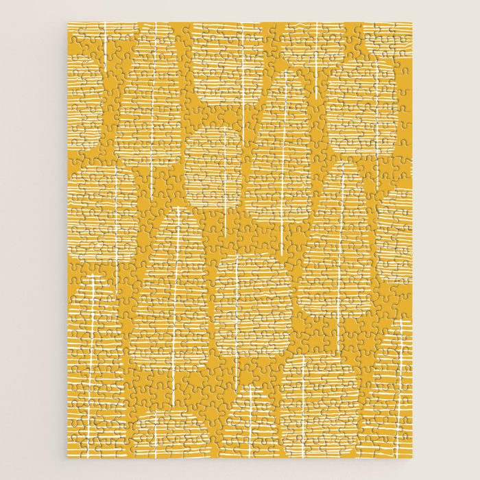 Mid Century Modern Forest Yellow Jigsaw Puzzle Gallery Image 1