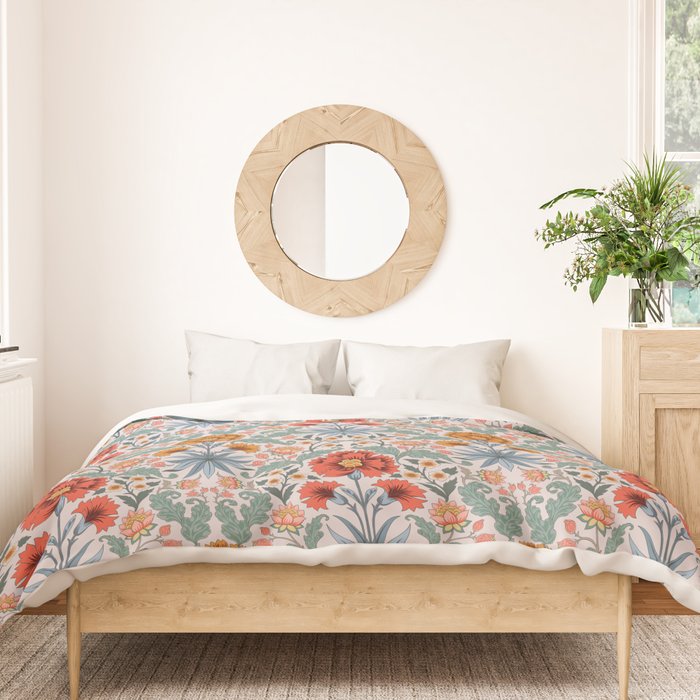  Victorian Botanicals - Carnation in Red and Blue Duvet Cover Gallery Image 3