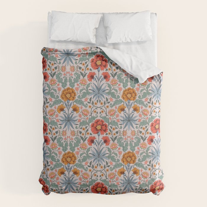  Victorian Botanicals - Carnation in Red and Blue Comforter Gallery Image 6