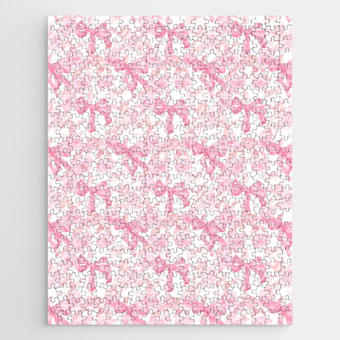 Pink bows and roses garden coquette aesthetic Jigsaw Puzzle Gallery Image 1