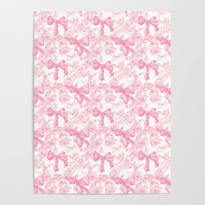 Pink bows and roses garden coquette aesthetic Poster Gallery Image 4