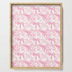 Pink bows and roses garden coquette aesthetic Serving Tray Gallery Image 1