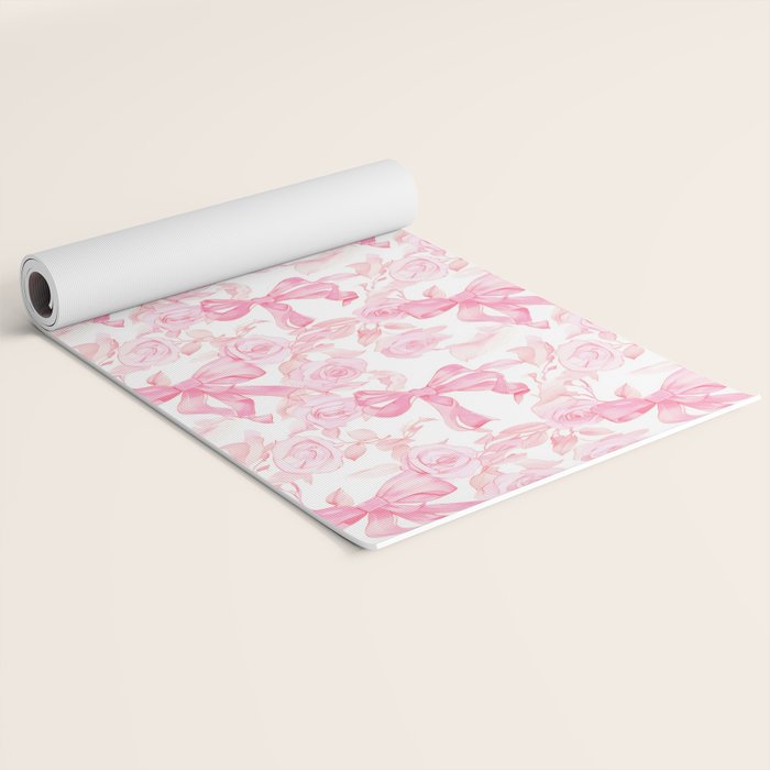 Pink bows and roses garden coquette aesthetic Yoga Mat Gallery Image 2