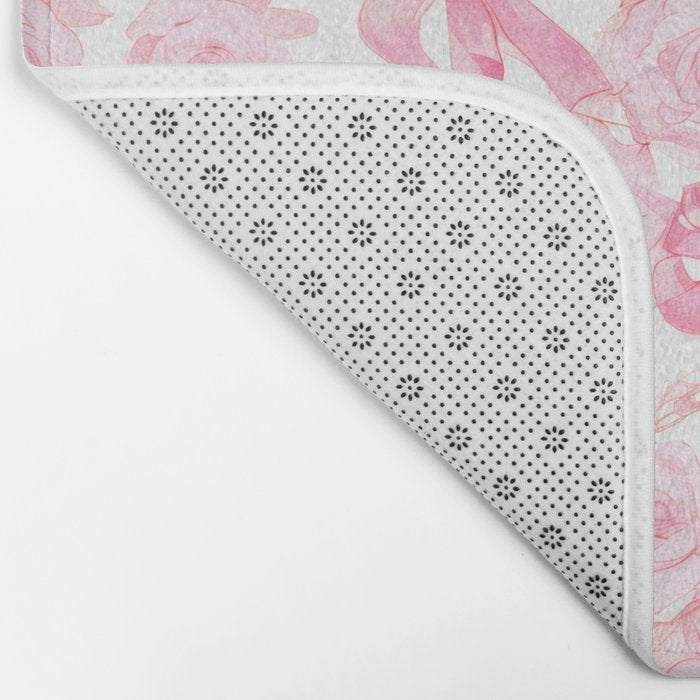 Pink bows and roses garden coquette aesthetic Bath Mat Gallery Image 2