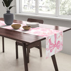 Pink bows and roses garden coquette aesthetic Table Runner Gallery Image 2