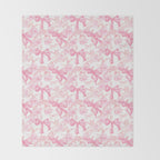 Pink bows and roses garden coquette aesthetic Throw Blanket Gallery Image 2