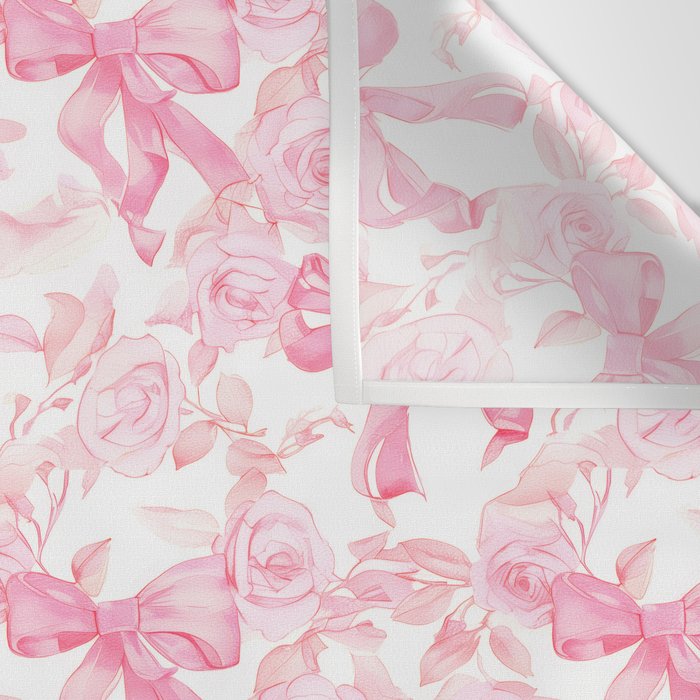 Pink bows and roses garden coquette aesthetic Wall Tapestry Gallery Image 3