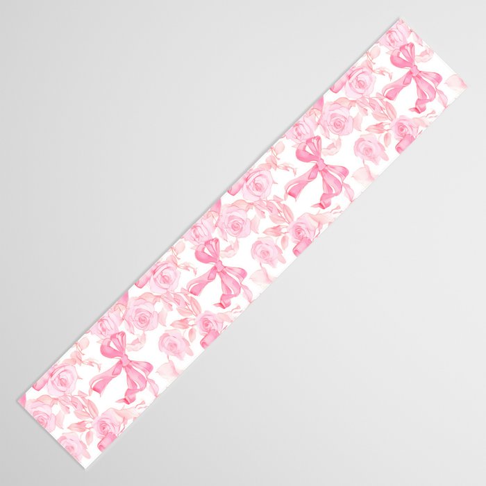 Pink bows and roses garden coquette aesthetic Table Runner Gallery Image 3