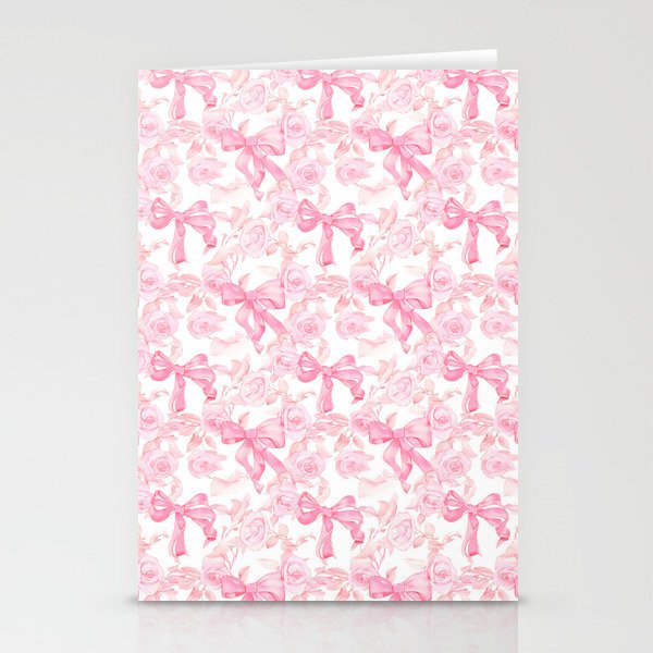 Pink bows and roses garden coquette aesthetic Stationery Card Gallery Image 2