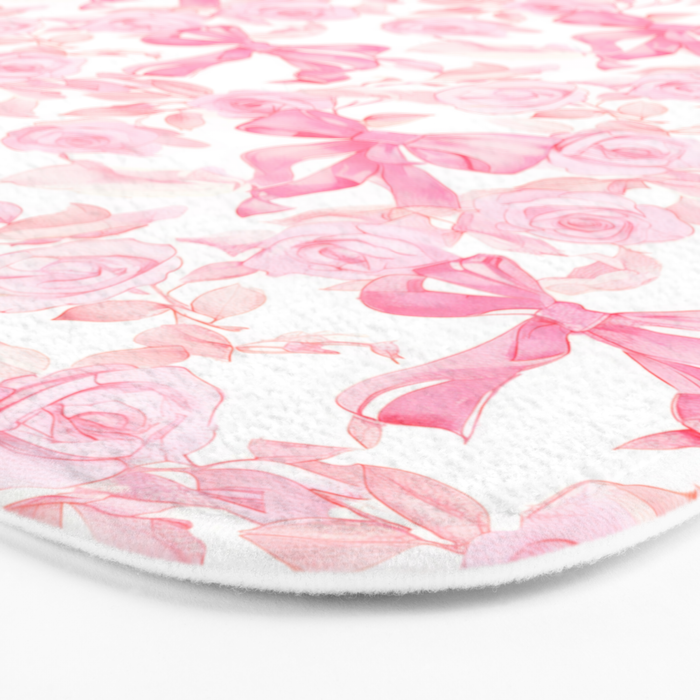 Pink bows and roses garden coquette aesthetic Bath Mat Gallery Image 3