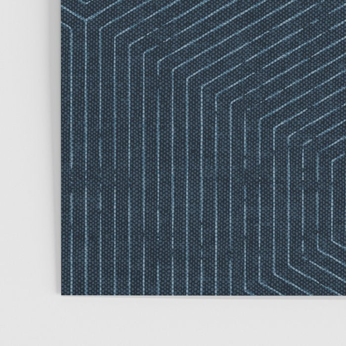 boho hexagon stripes - navy Poster Gallery Image 3